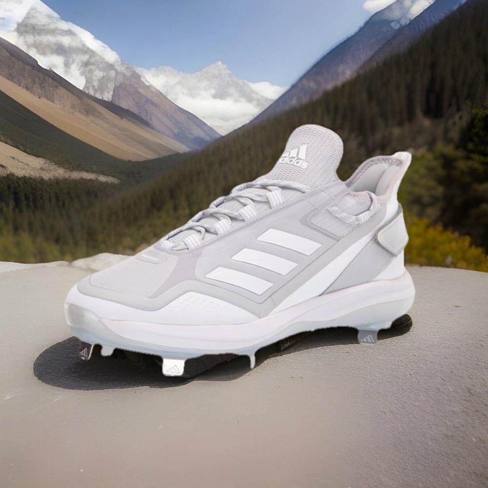 Adidas Icon 7 Boost Metal Cleat Baseball Heel Strap Shoe WHITE | SILVER Sz 13